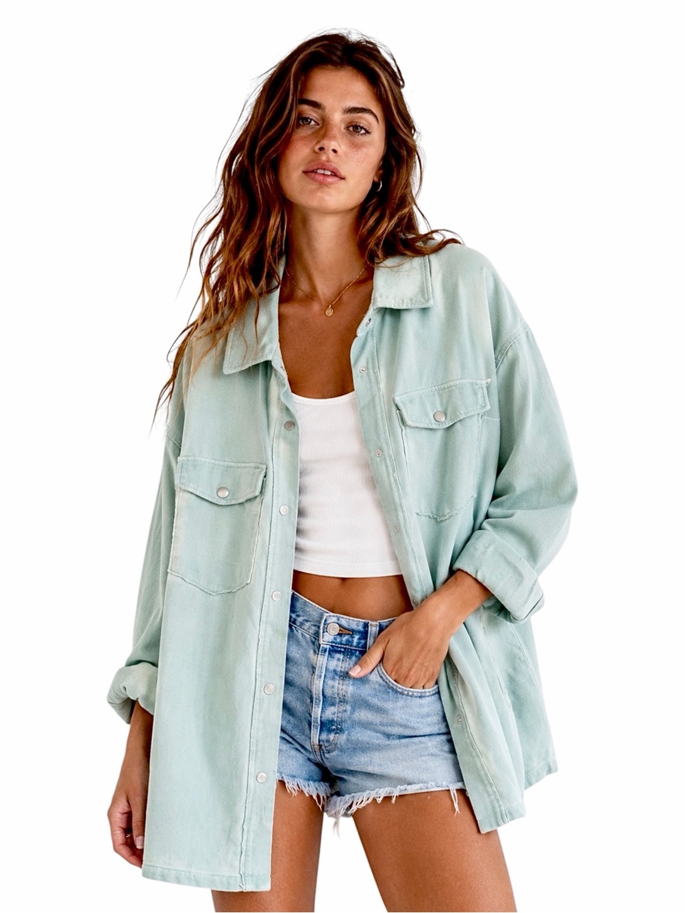 NWT - Anthropologie | Avec Les Filles – Oversized Shacket – Seafoam Green – Sz S
